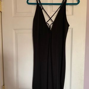 Fitted black high low dress